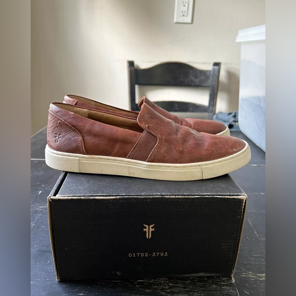 Frye Ivy Leather Sneaker, cognac, Size 8 - Picture 2 of 7